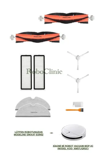 Roboclinic xiaomi2c00104 Xiaomi Mi Robot Vacuum Mop 2C (Model Kod: Xmstjqr2C) Uyumlu Fırça,filtre,mop Set-10 Parça