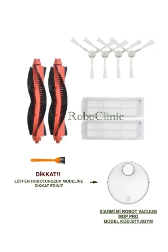 Roboclinic xiaomimoppro9 Xiaomi Mi Robot Vacuum Mop Pro (Model Kod:stytj02Ym) Uyumlu Fırça,hepa Filtre Yenileme Seti-9 Parça