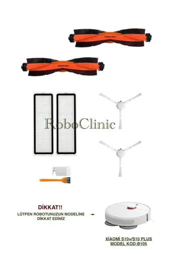 Roboclinic xiaomis10plus00130 Xiaomi Robot Vacuum S10+/s10 Plus Robot Süpürge Uyumlu Fırça,hepa Filtre Set-8 Parça