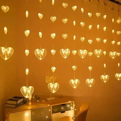 Romantik Kalp Perde Led Gün Işığı 2 Metre Dekorasyon
