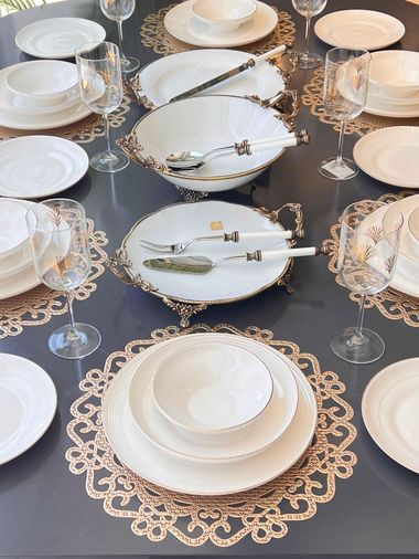 ROSSEV yem23500151 Yemek Takımı Royal Charme Gold 44 Parça 6 Kişilik