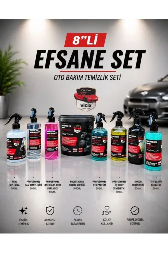 ROX KİMYA SET4532 8”Li Efsane Set Oto Bakım Temizlik Seti Siyah Kovalı