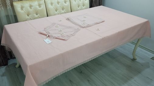Royal Home  Keten yemek Seti Takımı 8 Kişilik Pembe