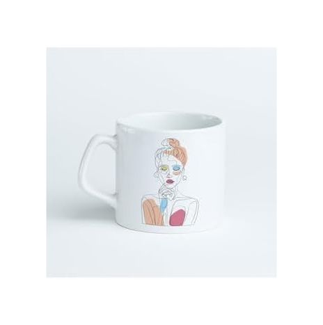 Royal Standart 57855210121791780184975 Art Düşünen Kız Tasarımlı Porselen Kupa Bardak 7,5 Cm Yüksekliğine Ve 8 Cm Çapına Açık Ahşap