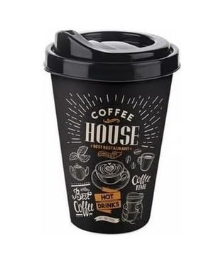 Royal Standart 57855210131330280184975 2&apos Li Coffee House Desenli Kahve Bardağı Takımı 2 X 400 Ml - Kahverengi Pipet Girişli Kapaklı İçecek Bardağı Paketi Açık Ahşap