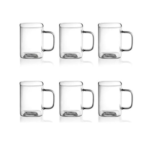 Royal Standart 57855210131428680184975 6 Adet Kare Cam Kupa Seti - Kulplu Isıya Dayanıklı Çay, Kahve, Espresso Ve Meşrubat Bardağı Takımı 230 Ml Açık Ahşap