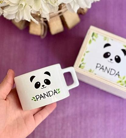 Royal Standart 57855210131443780184975 Ahşap Kutusunda Sevimli Panda Kupa Bardak Açık Ahşap