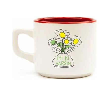 Royal Standart 57855210131537280184975 İyi Ki Varsın Papatya Buketi Beyaz Venüs Kupa - Hediyelik Kupa Fincan Mug Açık Ahşap