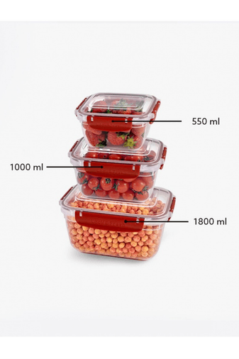 Royaleks Group RT-RY-H-81620 Master Dikdörtgen Saklama Seti 3'lü 550-1000-1800 Ml Royaleks-30866