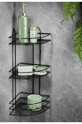 Royaleks Group RT-RYL-H-56574 Köşelik Banyo 3 Raflı Siyah Metal Royaleks-56574