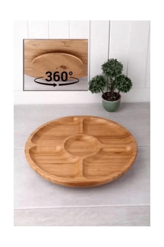 Royaleks Group RT-RYL-H-80861 Döner Bambu Sunum Tabağı 5 Bölmeli 25 Cm Royaleks-Ds2525