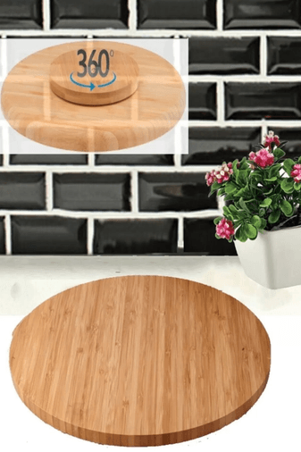 Royaleks Group RT-RYL-H-82725 Bambu Döner Standlı 35 Cm Lüx Sunum Tabağ Royaleks-Bls3535Dbnr
