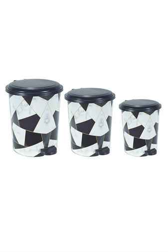 Royaleks Group RT-RYL-H-83078 Desenli Pedallı Karışık Desen 3'lü Çöp Kovası Takımı Royaleks-M10144