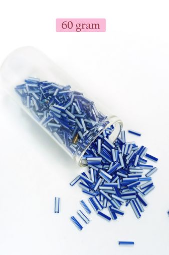 Royaleks RT-RYL-BN24094-12-60 Uzun Boru Kesme Boncuk Çap 2Mm Uzunluk 10 Mm - 60 Gram - Mavi Beyaz - Bnc275
