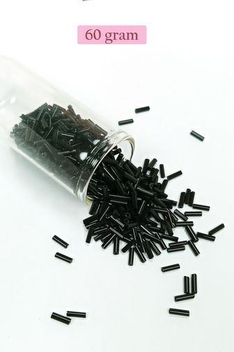 Royaleks RT-RYL-BN24094-17-60 Uzun Boru Kesme Boncuk Çap 2Mm Uzunluk 10 Mm - 60 Gram - Siyah - Bnc280