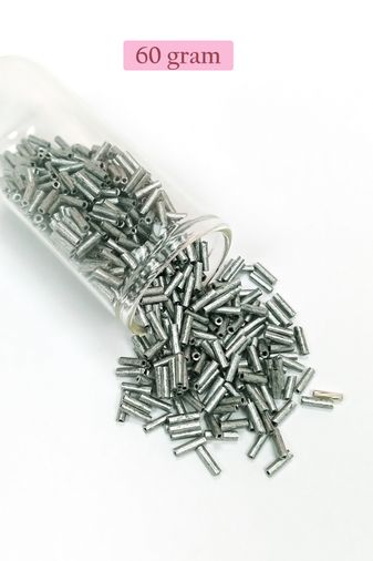 Royaleks RT-RYL-BN24094-20-60 Uzun Boru Kesme Boncuk Çap 2Mm Uzunluk 10 Mm - 60 Gram - Desenli Gümüş - Bnc283