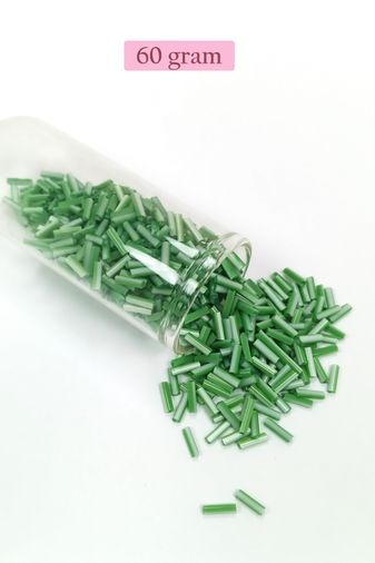 Royaleks RT-RYL-BN24094-23-60 Uzun Boru Kesme Boncuk Çap 2Mm Uzunluk 10 Mm - 60 Gram - Yeşil Beyaz - Bnc286