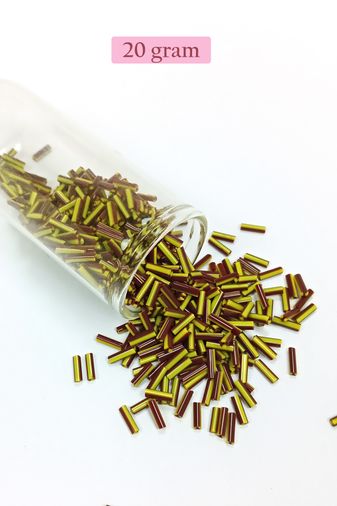 Royaleks RT-RYL-BN24094-34-20 Uzun Boru Kesme Boncuk Çap 2Mm Uzunluk 10 Mm - 20 Gram - Koyu Kırmızı Sarı - Bnc258