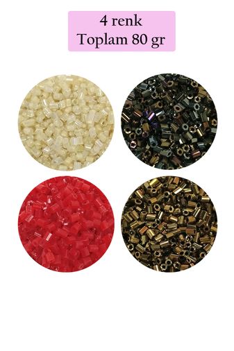 Royaleks RT-RYL-BN24095-4SET10 Kesme Cam Boncuk 2Mm - 4 Renk - Toplam 80 Gram - Bnc444