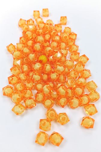 Royaleks RT-RYL-BN24096-06 Küp Boncuk İçten Boncuklu Bileklik Çanta Boncuğu 10 Mm 50 Gr Turuncu - Bnc452