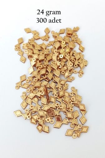Royaleks RT-RYL-BN24099-03-24 Oya Abiye Bileklik Kolye Pleksi Metalik Plastik Pul Altın Renk 24 Gram 300 Adet - Bnc536