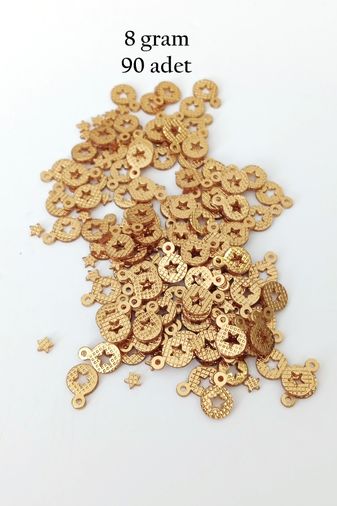 Royaleks RT-RYL-BN24099-04-8 Oya Abiye Bileklik Kolye Pleksi Metalik Plastik Pul Altın Renk 8 Gram 90 Adet - Bnc477