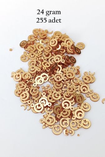 Royaleks RT-RYL-BN24099-10-24 Oya Abiye Bileklik Kolye Pleksi Metalik Plastik Pul Altın Renk 24 Gram 255 Adet - Bnc543