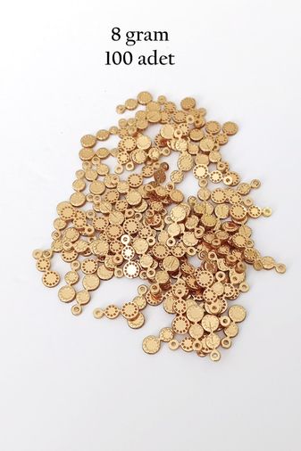 Royaleks RT-RYL-BN24099-25-8 Oya Abiye Bileklik Kolye Pleksi Metalik Plastik Pul Altın Renk 8 Gram 100 Adet - Bnc498
