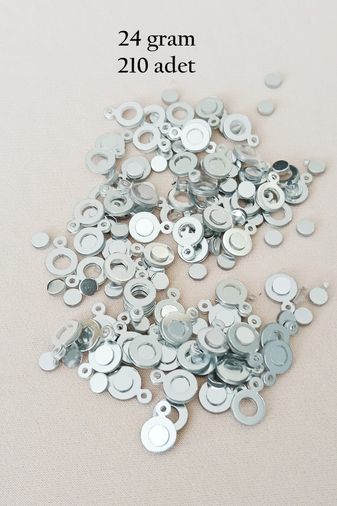 Royaleks RT-RYL-BN24100-11-24 Oya Abiye Bileklik Kolye Pleksi Metalik Plastik Pul Gümüş Renk 24 Gram 210 Adet - Bnc570