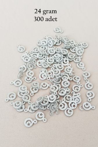 Royaleks RT-RYL-BN24100-17-24 Oya Abiye Bileklik Kolye Pleksi Metalik Plastik Pul Gümüş Renk 24 Gram 300 Adet - Bnc576
