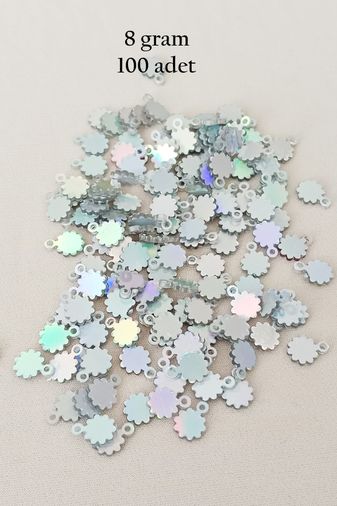 Royaleks RT-RYL-BN24100-19-8 Oya Abiye Bileklik Kolye Pleksi Metalik Plastik Pul Gümüş Renk 8 Gram 100 Adet - Bnc518