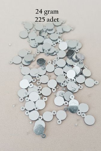 Royaleks RT-RYL-BN24100-21-24 Oya Abiye Bileklik Kolye Pleksi Metalik Plastik Pul Gümüş Renk 24 Gram 225 Adet - Bnc580