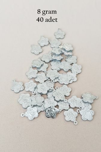 Royaleks RT-RYL-BN24100-25-8 Oya Abiye Bileklik Kolye Pleksi Metalik Plastik Pul Gümüş Renk 8 Gram 40 Adet - Bnc524