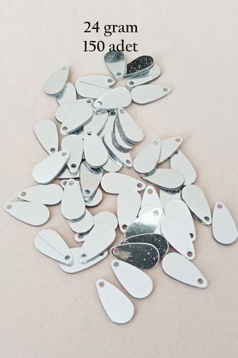 Royaleks RT-RYL-BN24100-32-24 Oya Abiye Bileklik Kolye Pleksi Metalik Plastik Pul Gümüş Renk 24 Gram 150 Adet - Bnc591