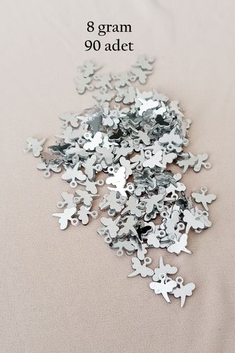 Royaleks RT-RYL-BN24100-4-8 Oya Abiye Bileklik Kolye Pleksi Metalik Plastik Pul Gümüş Renk 8 Gram 90 Adet - Bnc503