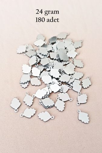 Royaleks RT-RYL-BN24100-5-24 Oya Abiye Bileklik Kolye Pleksi Metalik Plastik Pul Gümüş Renk 24 Gram 180 Adet - Bnc564