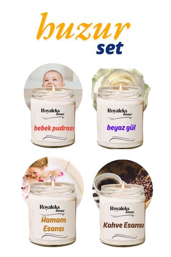Royaleks RT-RYL-HMR24464 4 Adet Doğal Özel Seri Kokulu Dekoratif Kavanoz Mum 4X210 Cc - Huzur Seti - Ryl