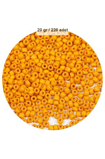 RT-RYL-B-0004-20 Turuncu Renk 4 Mm Yaklaşık 220 Adet/20 Gram Cam Boncuk Oya Yazma Bileklik Ve Kolye