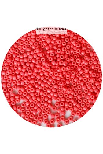 RT-RYL-B-0005-100 Karpuz Pembesi Renk 4 Mm Yaklaşık 1100 Adet / 100 Gram Cam Boncuk Oya Yazma Bileklik Ve Kolye