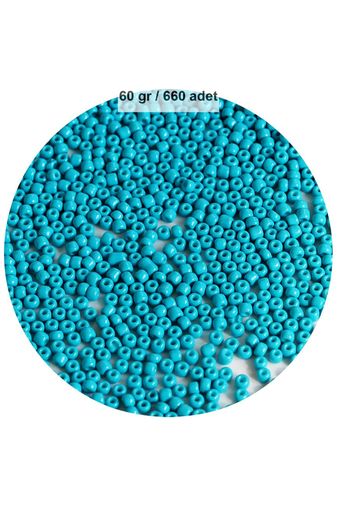 RT-RYL-B-0006-60 Turquaz Mavi Renk 4 Mm Yaklaşık 660 Adet / 60 Gram Cam Boncuk Oya Yazma Bileklik Ve Kolye