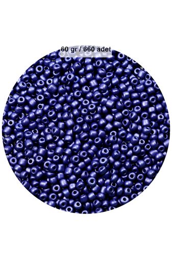 RT-RYL-B-0010-60 Lacivert Renk 4 Mm Yaklaşık 660 Adet / 60 Gram Cam Boncuk Oya Yazma Bileklik Ve Kolye