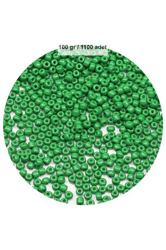 RT-RYL-B-0011-100 Opak Yeşil Renk 4 Mm Yaklaşık 1100 Adet / 100 Gram Cam Boncuk Oya Yazma Bileklik Ve Kolye