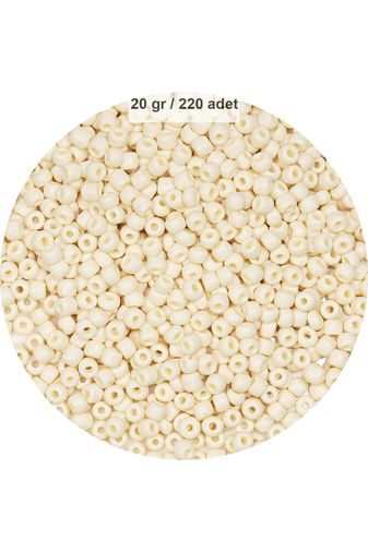 RT-RYL-B-0012-20 Beyaz Renk 4 Mm Yaklaşık 220 Adet/20 Gram Cam Boncuk Oya Yazma Bileklik Ve Kolye