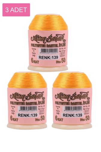 RT-RYL-HMR16724 3 Adet Altınbaşak Oya Ve Dantel İpi 20 Gr - Royaleks - No: 139