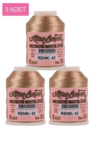 RT-RYL-HMR16744 3 Adet Altınbaşak Oya Ve Dantel İpi 20 Gr - Royaleks - No: 042