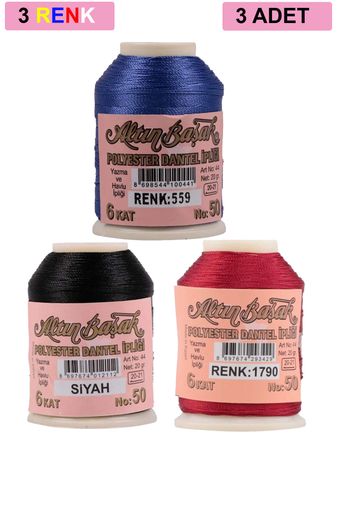 RT-RYL-HMR17336 3 Adet Altınbaşak Oya Ve Dantel İpi 20 Gr - Royaleks - No: Siyah - 1790 - 559