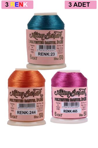 RT-RYL-HMR17351 3 Adet Altınbaşak Oya Ve Dantel İpi 20 Gr - Royaleks - No: 244 - 465 - 023