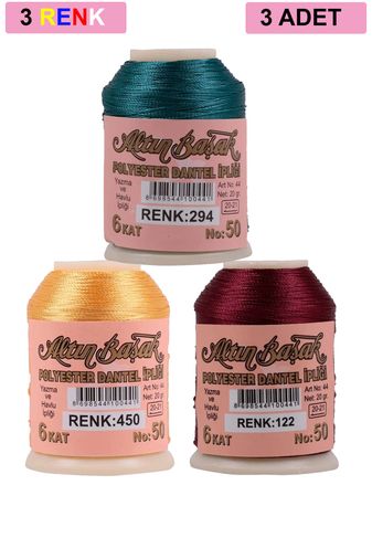 RT-RYL-HMR17354 3 Adet Altınbaşak Oya Ve Dantel İpi 20 Gr - Royaleks - No: 450 - 122 - 294