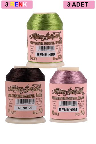 RT-RYL-HMR17368 3 Adet Altınbaşak Oya Ve Dantel İpi 20 Gr - Royaleks - No: 029 - 694 - 489
