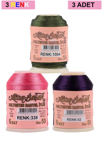 RT-RYL-HMR17377 3 Adet Altınbaşak Oya Ve Dantel İpi 20 Gr - Royaleks - No: 338 - 062 - 1004